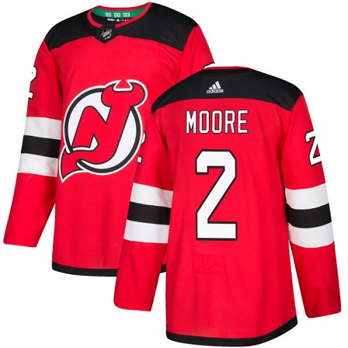 Adidas Men New Jersey Devils 2 John Moore Red Home Authentic Stitched NHL Jersey